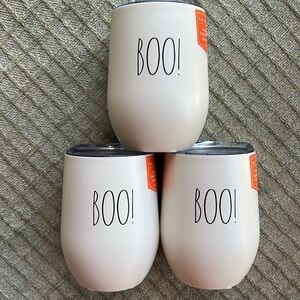Rae Dunn BOO! Set of 3 Stainless Steel Wine Cup New never used Halloween